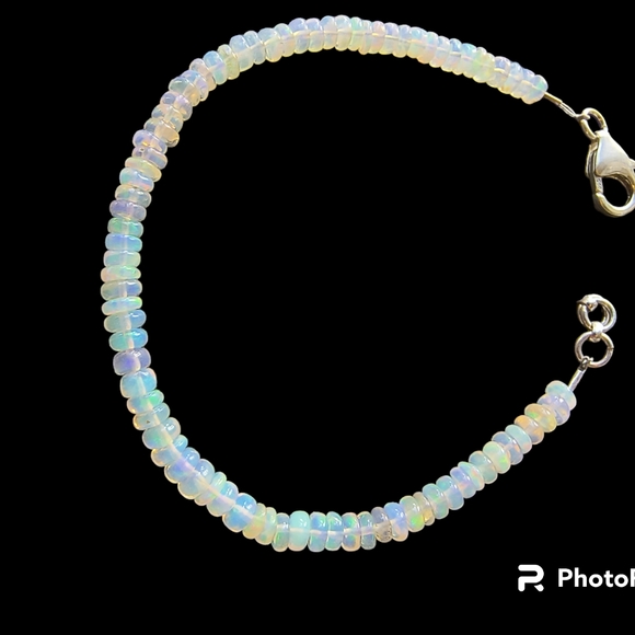 Natural Ethiopian Opal & Sterling Silver gold plated Bracelet - Picture 8 of 10